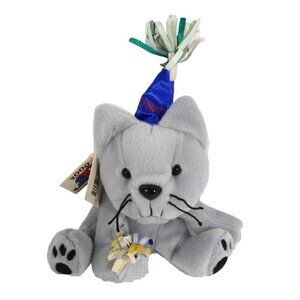 PAW PALS Millennium Mews 8" gray cat bean bag stuffed animal, plush 2000, NEW